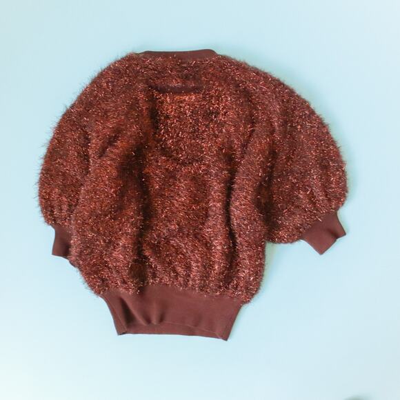 Maeve x Anthropologie Violetta Brown Sweater Womens Small Tinsel Shimmer - Picture 8 of 8